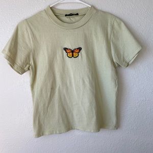 Brandy Melville Pastel Green Butterfly Crop Top